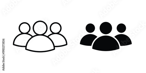 Group icon Flat and linear stroke vector design isolated illustration.