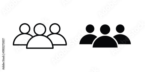 Group icon Flat and linear stroke vector design isolated illustration.
