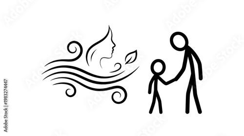 Abstract Concept of Nature's Influence and Family