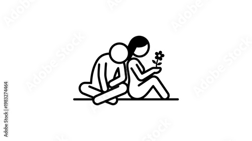 Couple Sharing a Tender Moment with a Flower