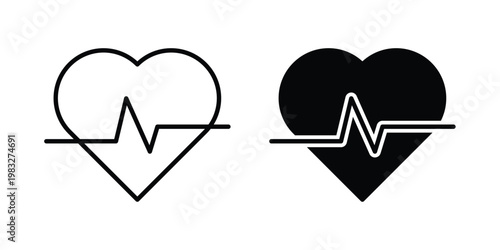 Heartbeat icon Flat and linear stroke vector design isolated illustration.