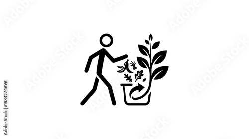 Person Composting Organic Waste in a Bin