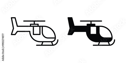 Helicopter icon Flat and linear stroke vector design isolated illustration.