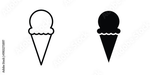 Ice cream icon Flat and linear stroke vector design isolated illustration.