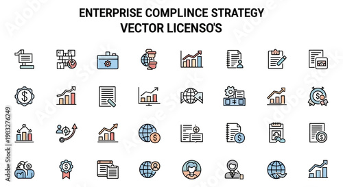 Enterprise Compliance Strategy Icons Vector Illustration