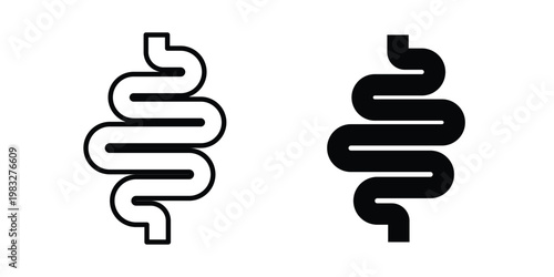 Intestine icon Flat and linear stroke vector design isolated illustration.