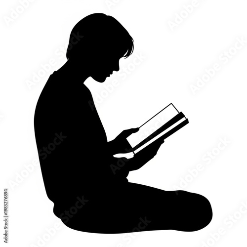 Silhouette of Person Reading a Book.