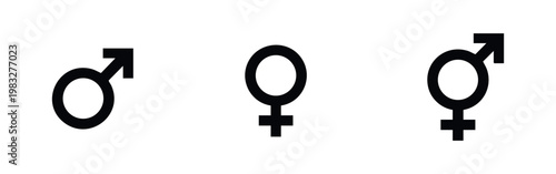 Male, female, and gender symbols on a white background
