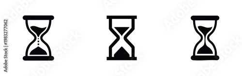 Three hourglasses showing different stages of time