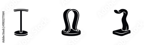 Three stands for hats or helmets on a white background