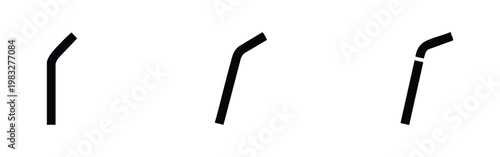 Three bent straws on a white background