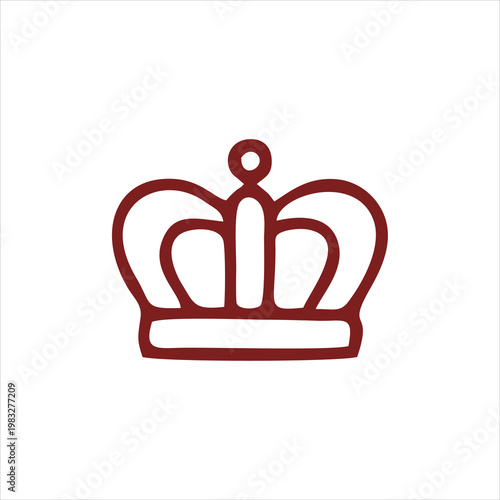 Minimalist hand drawn maroon royal crown icon