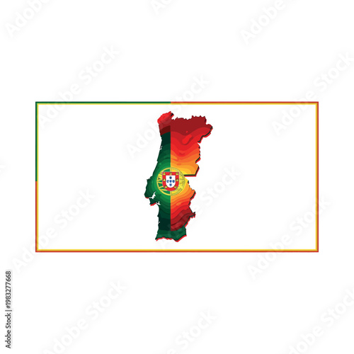 Portugal map with flag colors and emblem illustration