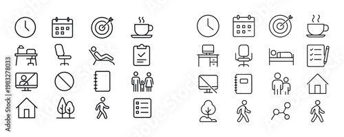 Office and home activity icons displayed in grid
