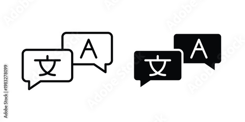 Language icon Flat and linear stroke vector design isolated illustration.