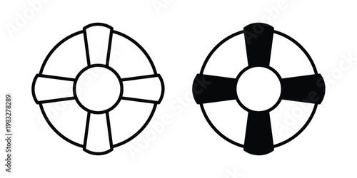 Life buoy icon Flat and linear stroke vector design isolated illustration.