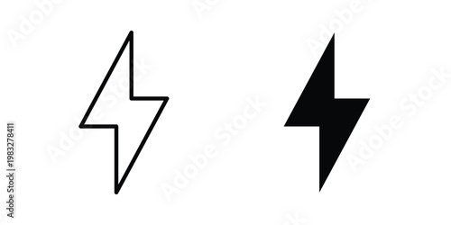 Lightning bolt icon Flat and linear stroke vector design isolated illustration.
