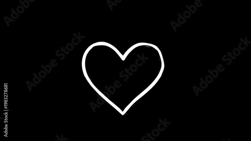 Hand-Drawn Heart Outline Animation with Alpha Channel Transparency