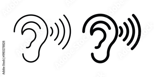 Listening icon Flat and linear stroke vector design isolated illustration.