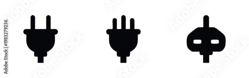 Three black silhouette skull icons on a white background