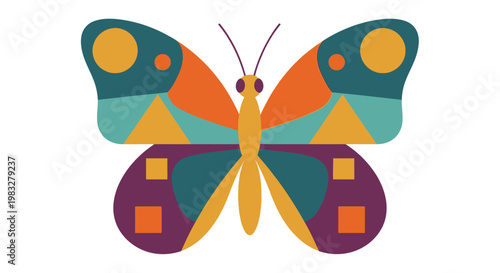 Colorful Butterfly Graphic Illustration Closeup.