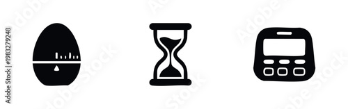 Bild auf Leinwand Kitchen Timer, Hourglass, and Phone Icons