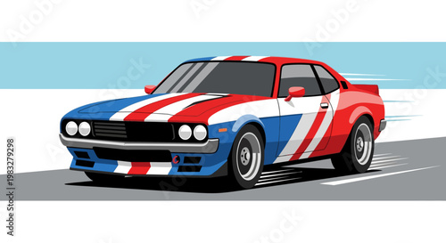 Vintage Racing Car Speed Road.