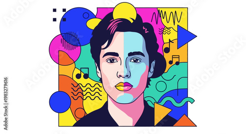 Woman with colorful face paint.