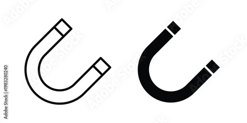 Magnet icon Flat and linear stroke vector design isolated illustration.