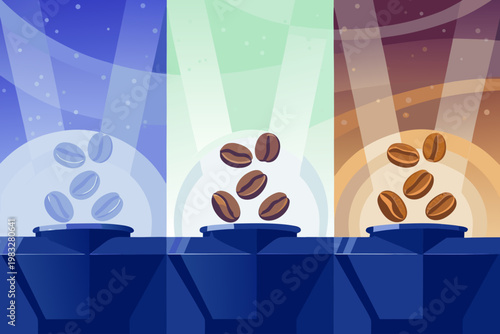 Coffee beans roasting process in specialty café wi