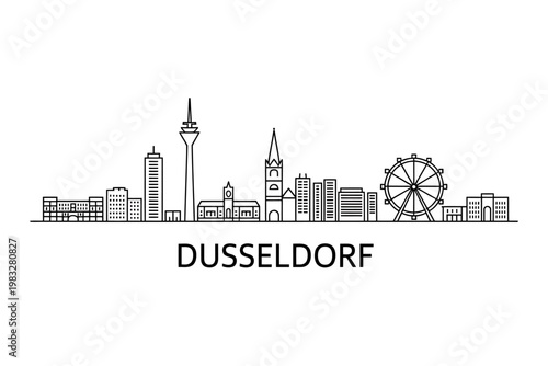 Dusseldorf city skyline with famous landmarks and buildings  illustration