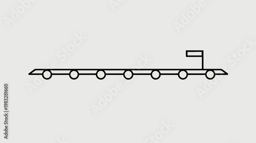 Minimalist Heavy Transport Flatbed Trailer Icon on Grey Background