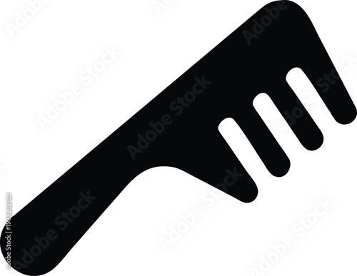 Black silhouette of hair comb on transparent background.