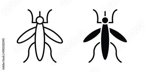 Mosquito icon Flat and linear stroke vector design isolated illustration.