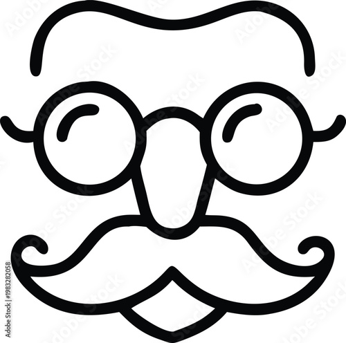 Funny disguise with mustache glasses and beard.