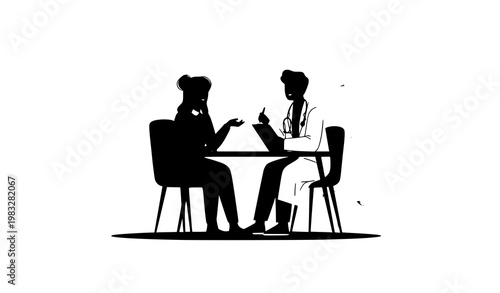 Woman patient at doctor appointment medical consultation cartoon vector illustration