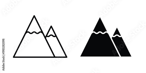Mountain icon Flat and linear stroke vector design isolated illustration.