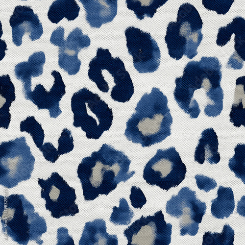 Blue Denim Leopard Seamless Pattern