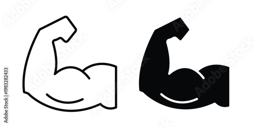 Muscle icon Flat and linear stroke vector design isolated illustration.