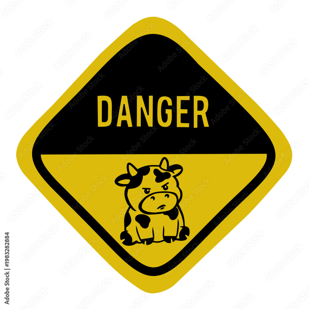 Foto Señal humor DANGER vaca lechera.