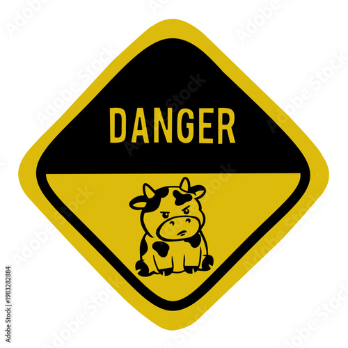 Foto Señal humor DANGER vaca lechera.