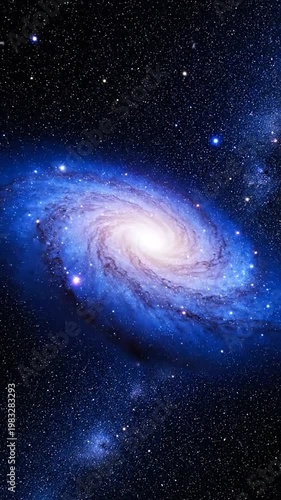 Vibrant spiral galaxy in deep space with starfield background