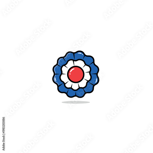 Blue and white flower shaped object.