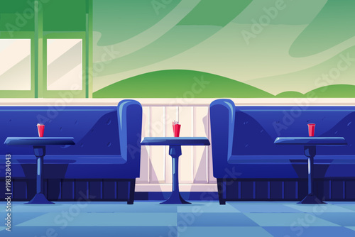 Vintage style café with classic furniture and retr