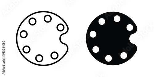 Palette icon Flat and linear stroke vector design isolated illustration.