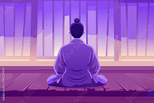Zen meditation practice in quiet temple with calm