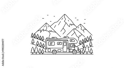 Motorhome on a scenic mountain road.