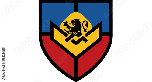 Heraldic Lion Emblem Shield Crest.