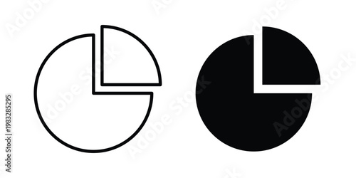 Pie chart icon Flat and linear stroke vector design isolated illustration.