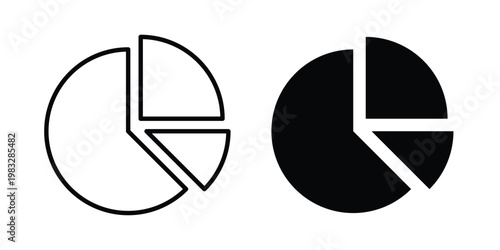 Pie chart icon Flat and linear stroke vector design isolated illustration.